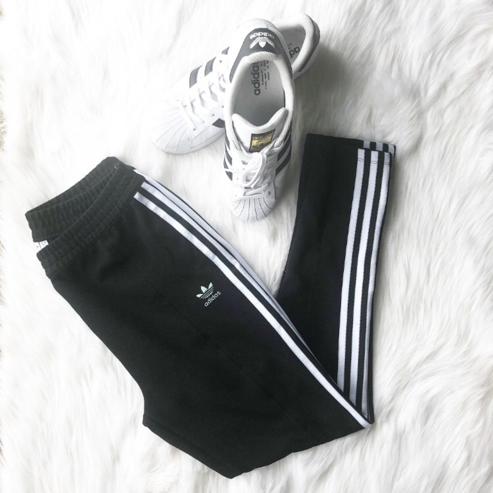 Adidas Black Pants *green trefoil*